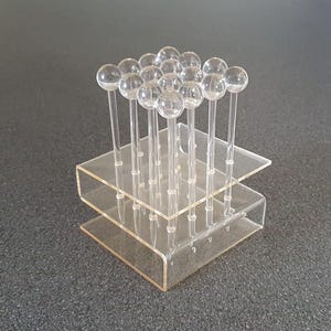 Vintage cheese picks (16) in caddy, plastic cocktail utensils, 1980s