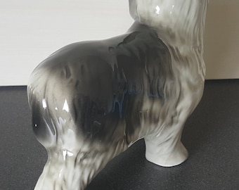 オールドイングリッシュシープドッグの置物、手描きのヴィンテージ磁器