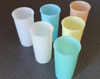 Vintage sheer pastel Tupperware tumblers (6), from the 70s/50s, 117