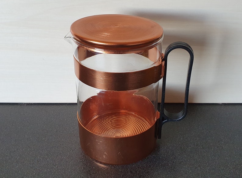 Vintage Glass Teapot With Copper Great Minimalist Teapot Etsy