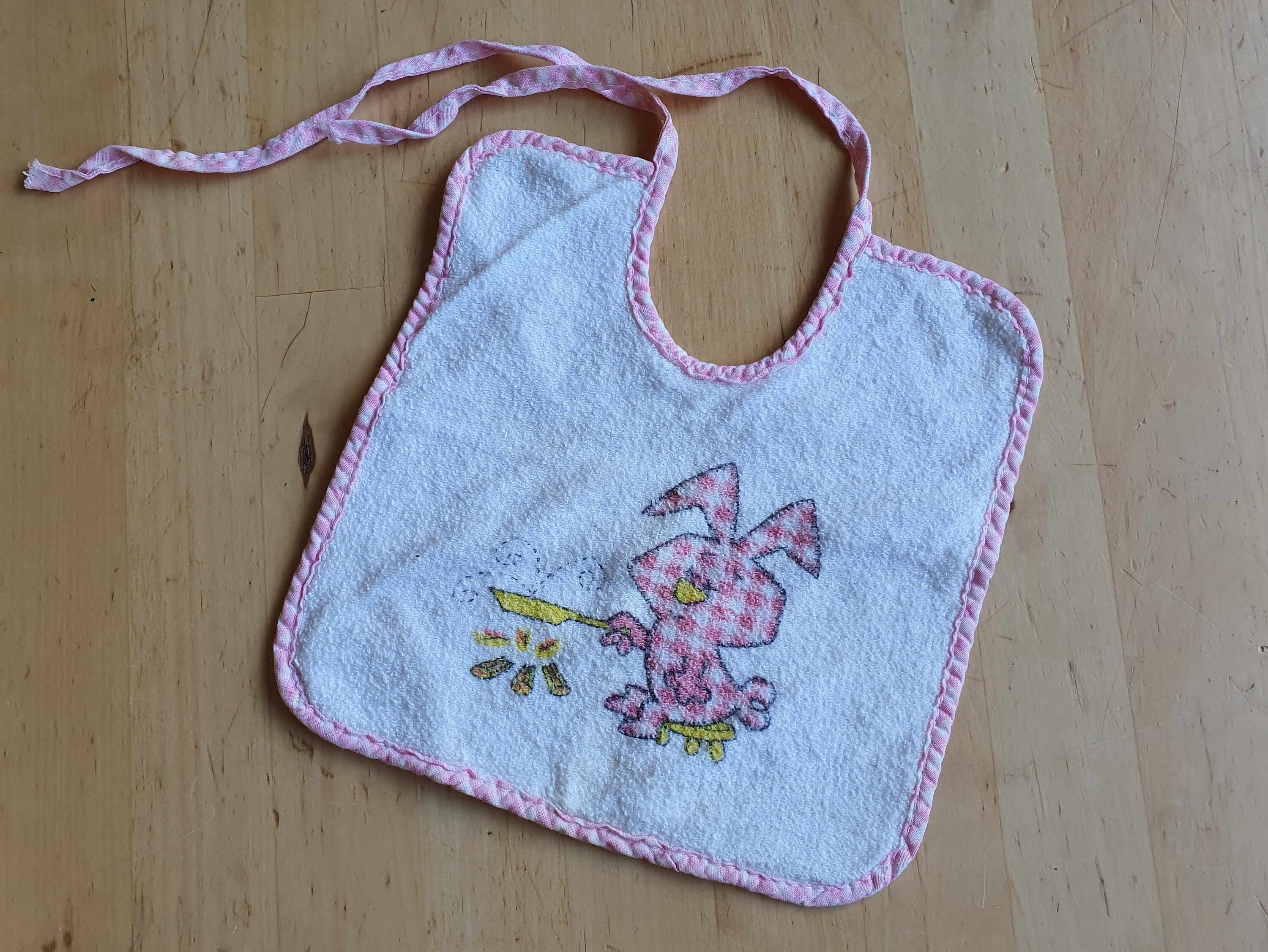 1960s Vintage Baby Bib Pink and Yellow Etsy Ireland