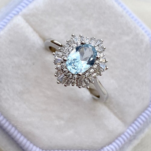 Princess Cut Aquamarine Rings Anniversary Rings Sterling | Etsy