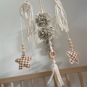Baby mobile. Baby crib mobile. Macrame baby mobile. Star baby mobile. Neutral gender mobile. Neutral gender nursery. Baby crib macrame.