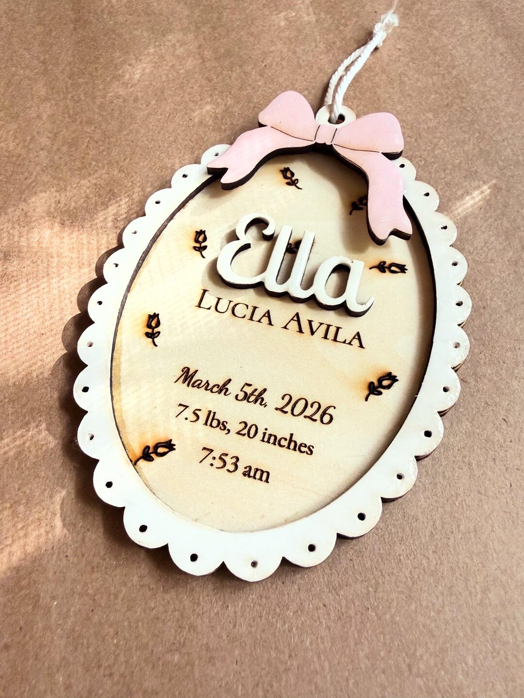 Personalized Baby Birth Announcement Ornament, Custom Baby Name Plaque ...