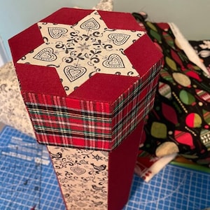 Hexagon Bottle Gift Box patterns - Tall box PDF download svg included. A4 and US letter size