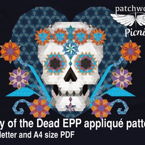 Halloween Day of the Dead Skull EPP pattern PDF - Digital download