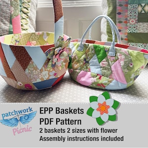 EPP パターン 2 バスケットと花 - PDF ダウンロード A4 と US レター サイズの両方