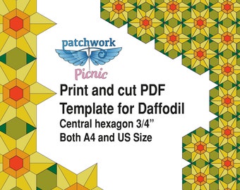 EPP Daffodil 3/4" Centre Hexagon Elements for print - Download PDF