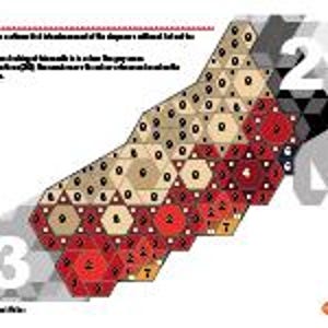 Puede incluir: Un dise&ntilde;o geom&eacute;trico con formas hexagonales en tonos rojos, beige y marr&oacute;n, dispuestas en diagonal. Los n&uacute;meros est&aacute;n impresos dentro de las formas. El texto en la esquina superior izquierda describe el dise&ntilde;o. Los n&uacute;meros 2 y 3 son visibles.