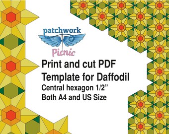 Elementi esagonali centrali da mezzo pollice in EPP Daffodil per la stampa - Scarica PDF