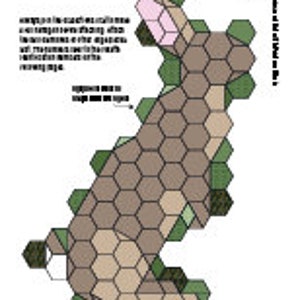 Pode incluir: Um mosaico em forma de coelho castanho feito de azulejos hexagonais verdes, castanhos e rosados. O mosaico &eacute; composto por 28 azulejos.