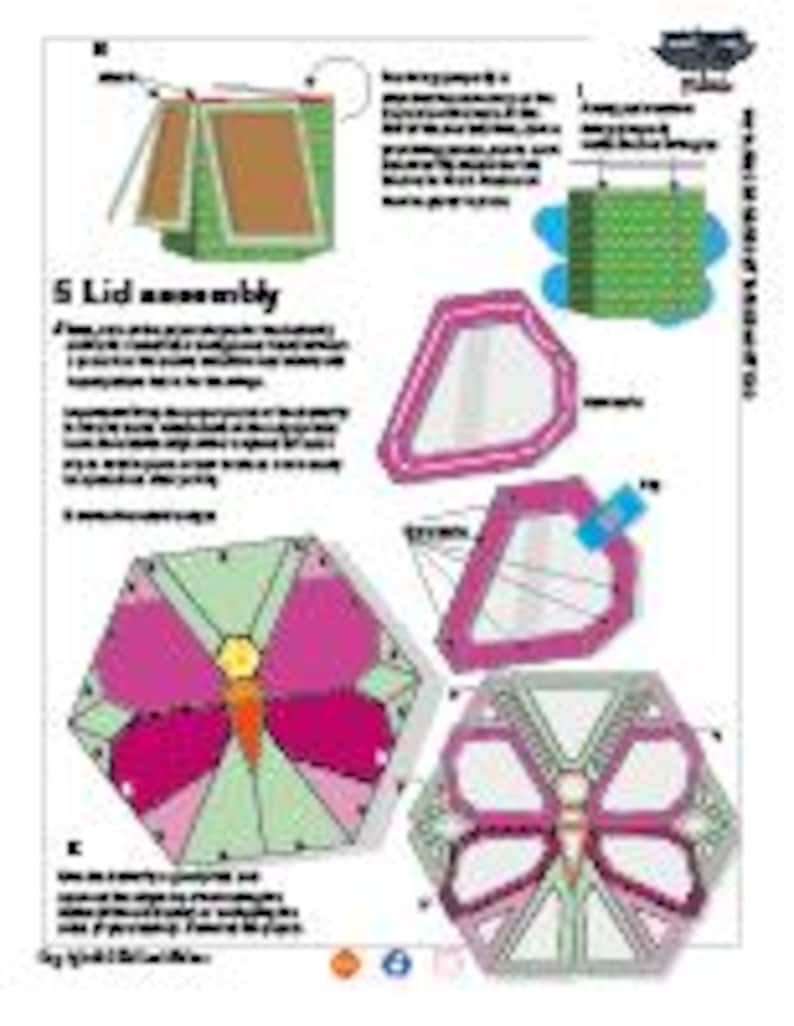 Butterfly Boxwood Pattern Quilted Butterfly Hexagon Box Pattern - PDF Download Svg Included. A4 ...