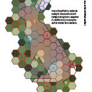 Pode incluir: Um tabuleiro de jogo hexagonal com 14 espa&ccedil;os numerados. O tabuleiro tem a forma de um coelho e &eacute; feito de azulejos marrons, verdes e azuis. Os azulejos s&atilde;o dispostos em um padr&atilde;o que se assemelha &agrave; cabe&ccedil;a, ao corpo e &agrave;s pernas de um coelho. O tabuleiro &eacute; etiquetado como "Hextile" no canto superior direito.