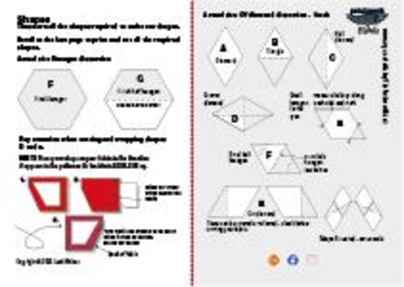 Puede incluir: Un diagrama blanco y rojo con formas geom&eacute;tricas y texto. El lado izquierdo presenta un hex&aacute;gono y una forma con interior rojo. El lado derecho muestra varias formas de rombos y trapecios con etiquetas. El texto explica c&oacute;mo hacer formas.