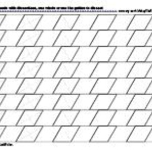 Pu&ograve; includere: Un diagramma in bianco e nero di una serie di parallelogrammi disposti in righe e colonne. Il diagramma include testo in alto e in basso, con una scala simile a un righello in alto. I parallelogrammi sono delineati con sottili linee nere.