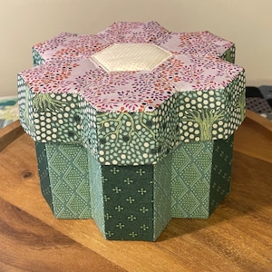 Patrón de caja de flores Hexie - Descarga PDF svg incluida. Tamaño A4 y carta estadounidense