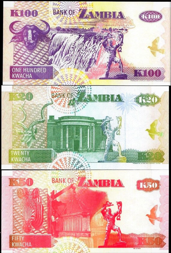 UNC 20 50 100 Kwacha 1992 2009 Zambia SET 