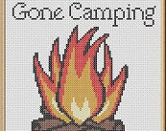 Gone Camping Patrón Punto de Cruz PDF - Bordado Camping