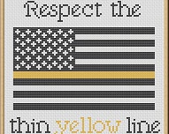 Thin Yellow Line Cross Stitch Pattern PDF - Respect Our Dispatchers Embroidery