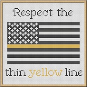 Thin Yellow Line Cross Stitch Pattern PDF - Respect Our Dispatchers Embroidery