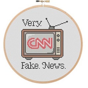 Very Fake News Cross Stitch Pattern PDF - Don&#39;t Tread On Me Gadsden Flag Embroidery