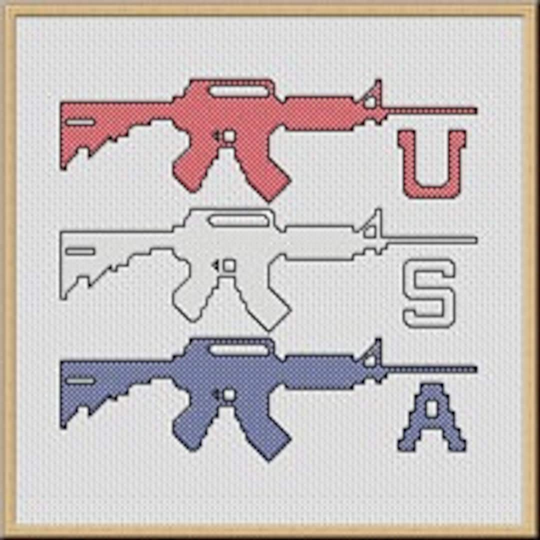 USA Cross Stitch Pattern PDF - AR-15 Gun Rifle Firearm Embroidery - Etsy