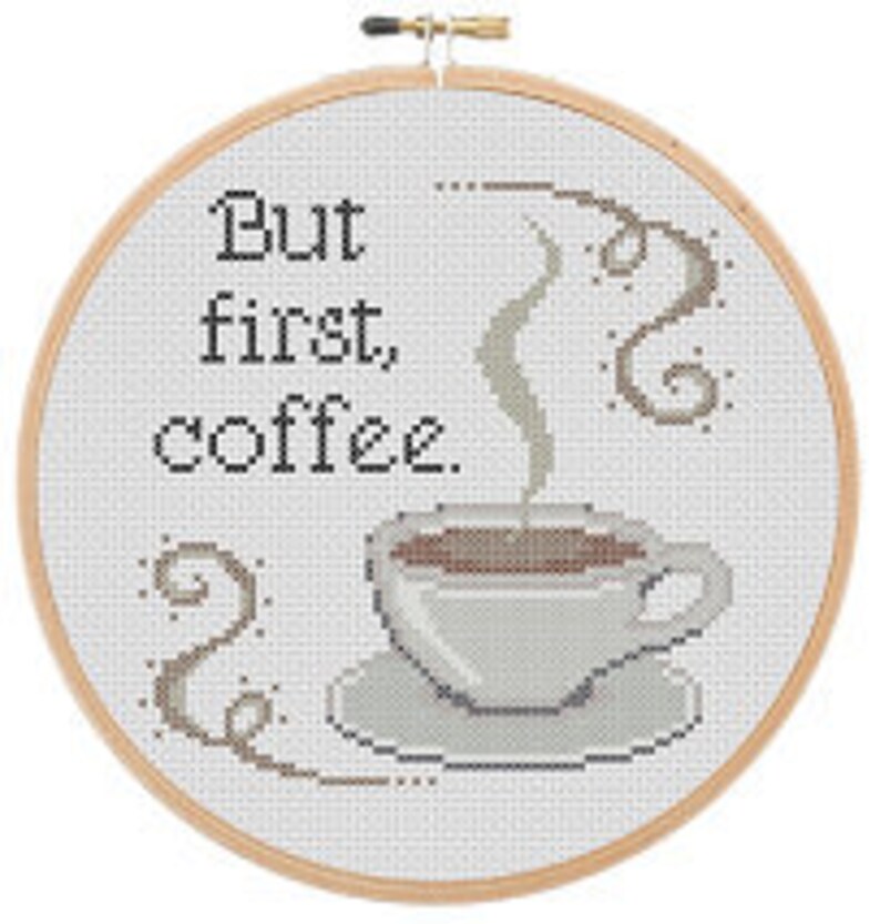 But First Coffee Cross Stitch Pattern PDF Coffee Embroidery Etsy