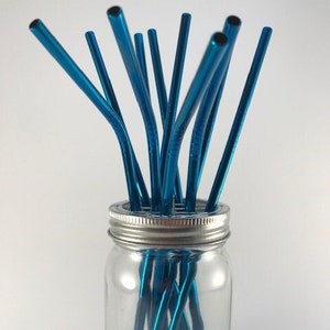Blue Stainless Steel Straws (4), Stainless Steel Straws, Reusable Straws, Glass Straws, Sustainable Living