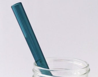 Teal Glass Straw Set ~ 1 bent & 1 straight Teal Glass Straws, Borosilicate Glass Straws, Reusable Straws, Steel Straws, Sustainable Living