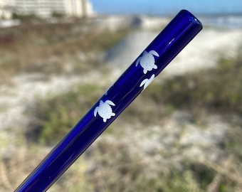 Turtle Engraved Glass Straw, Glass Straws, Borosilicate Glass Straws, Reusable Straws, Steel Straws, Sustainable Living