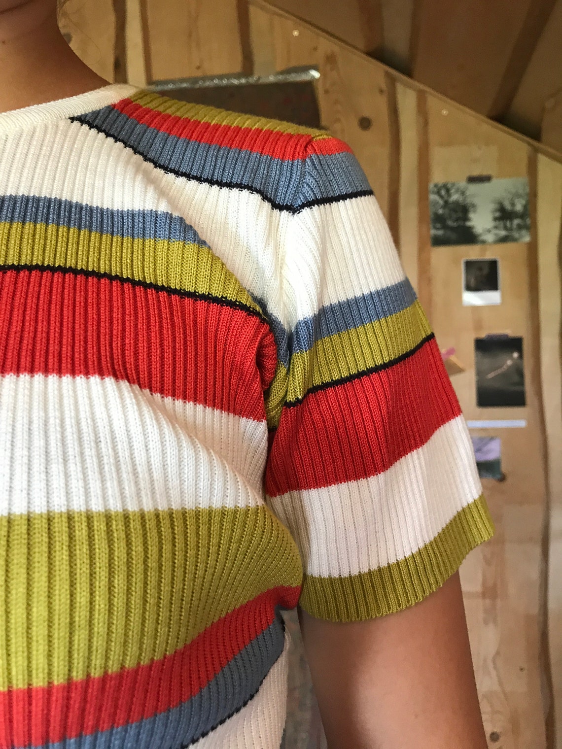 Vintage 80s shirt knitwear shirt striped print striped Etsy