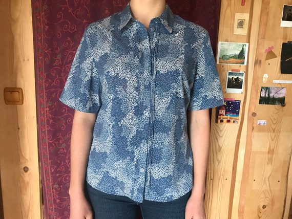 Vintage 90s shirt, elegant women's blouse, short s