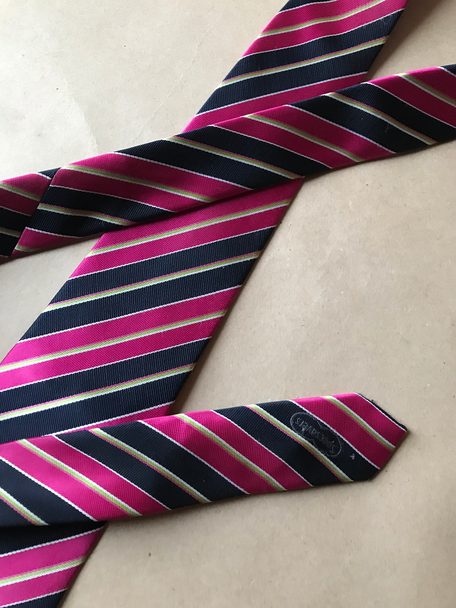 Hand Made Vintage 90s Tie Striped Print Pink Blue Colors Etsy UK