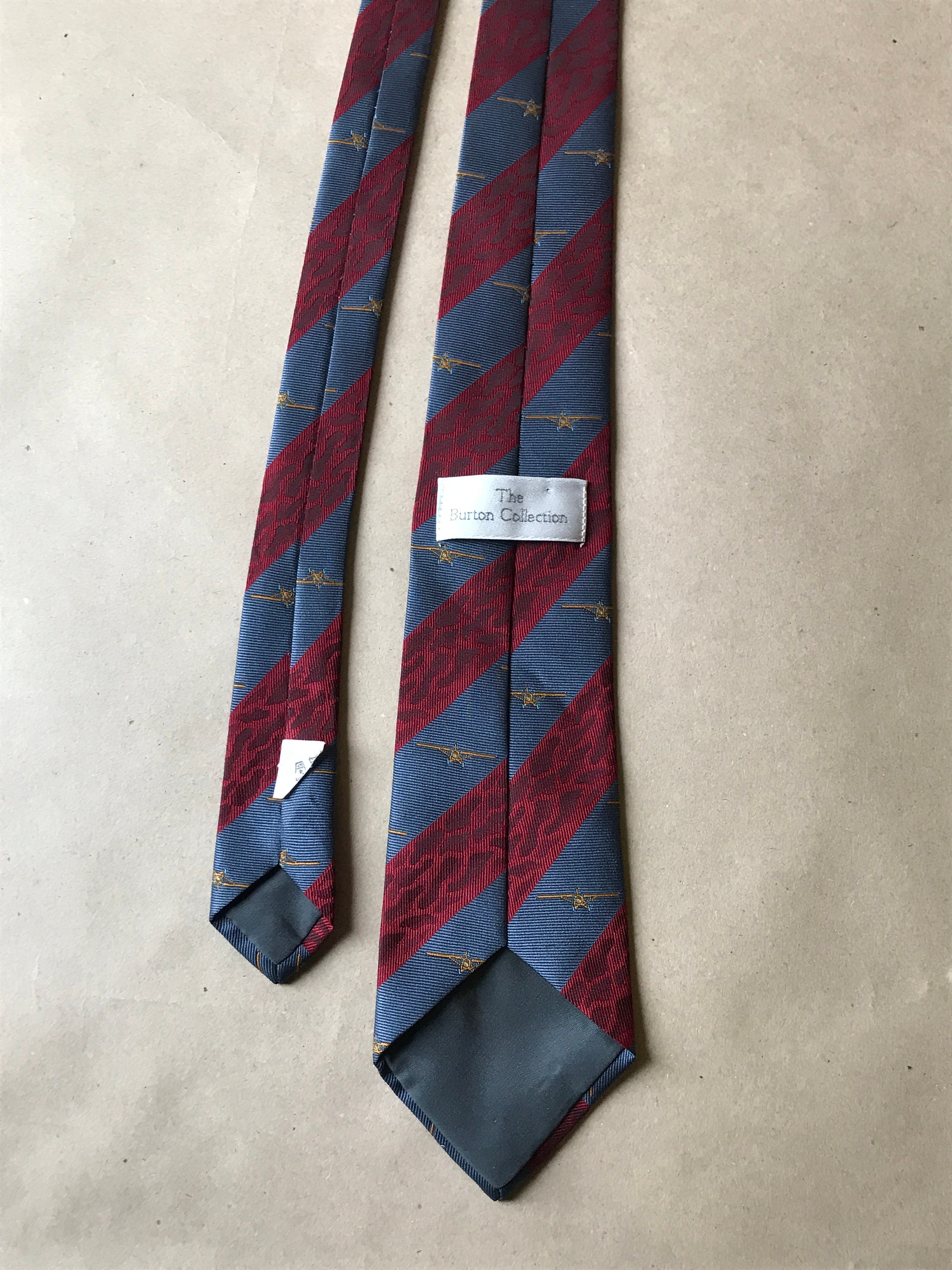 Vintage 80s Tie Striped Print Red Grey Classic Design Tie - Etsy UK