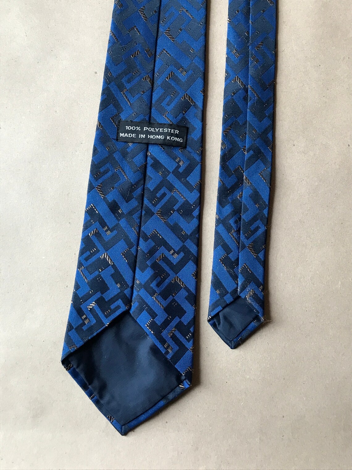 Blue vintage 90s men's tie geometric print classic | Etsy