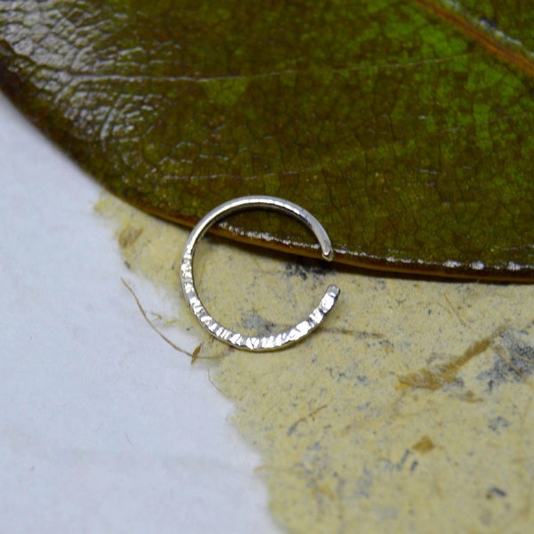 Textured Silver Septum, Sterling Silver Hoop, Handmade Earring