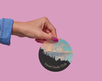 Dead Dads Club - Clouds - 2.5 inch circular vinyl weatherproof sticker