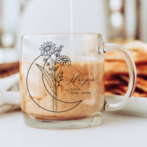 April Birth Flower Mug | Birth Month Flower Personalized Mug | April Birthday Gift | Aries Gift | Aries Mug