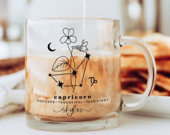 Personalized Capricorn Birth Flower Mug | Capricorn Zodiac Mug | Capricorn Constellation Mug | Capricorn Season | Capricorn Birthday Gift