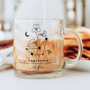 Capricorn Personalized Mug |  Capricorn Zodiac Mug | Capricorn Constellation Mug | Birth Flower Mug | Capricorn Gift | Capricorn Birthday