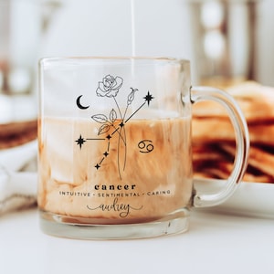 Cancer Personalized Mug | Cancer Zodiac Mug | Cancer Constellation Mug | Birth Flower Mug | Cancer Gift | Cancer Birthday