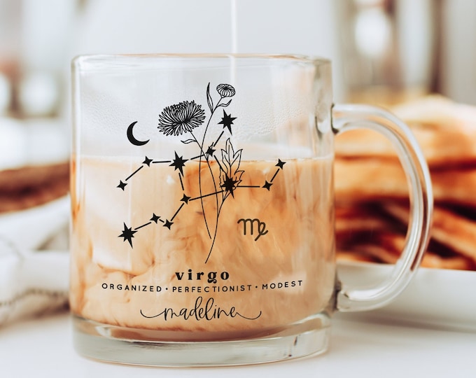 Personalized Virgo Birth Flower Mug | Virgo Zodiac Mug | Virgo Constellation Mug | Virgo Season | Virgo Birthday Gift