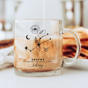 Taurus Personalized Mug | Taurus Zodiac Mug | Taurus Constellation Mug | Birth Flower Mug | Taurus Gift | Taurus Birthday