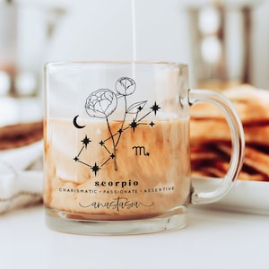 Scorpio Personalized Mug |  Scorpio Zodiac Mug | Scorpio Constellation Mug | Birth Flower Mug | Scorpio Gift | Scorpio Birthday