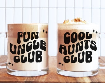 Cool Aunts Club Mug | Fun Uncle Club Mug | Pregnancy Announcement for Aunt and Uncle | Promoted to Aunt Mug | Promoted to Uncle Mug