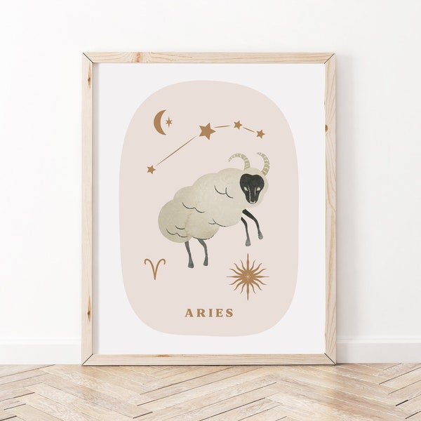 Aries Wall Art Print | Watercolor Aries Print  | Aries Constellation Wall Art | Aries Poster | Aries Decor | Aries Zodiac Gift