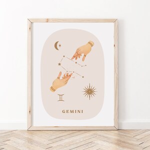 Gemini Wall Art Print | Watercolor Gemini Print  | Gemini Constellation Wall Art | Gemini Poster | Gemini Decor | GeminiZodiac Gift