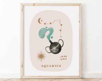 Aquarius Wall Art Print | Watercolor Aquarius Print  | Aquarius Constellation Wall Art | Aquarius Poster | Aquarius Decor | Aquarius Gift