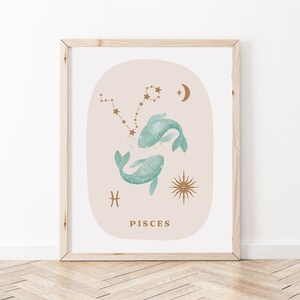 Pisces Wall Art Print | Watercolor Pisces Print  | Pisces Constellation Wall Art | Pisces Poster | Pisces Decor | Pisces Zodiac Gift