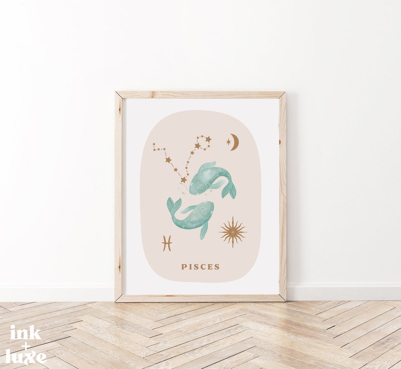 Pisces Wall Art Print | Watercolor Pisces Print  | Pisces Constellation Wall Art | Pisces Poster | Pisces Decor | Pisces Zodiac Gift 